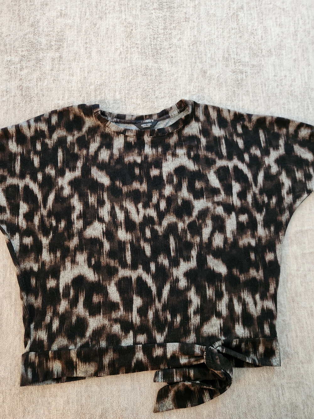 Simply Vera Vera Wang Leopard-Print Tie-Hem Crop Top - Brown/Black